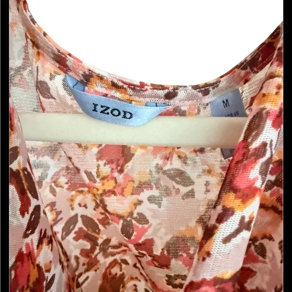 Izod Pink Floral Cowl Neck Sleeveless Tank - Picture 4 of 5